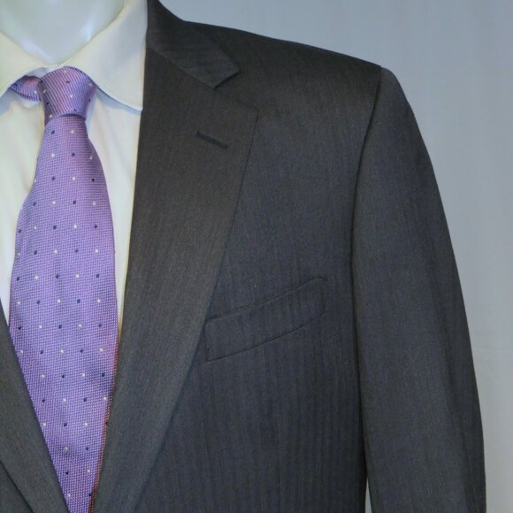 Brooks Brothers 1818 Madison Saxxon Gray Herringbone Two Button Suit 46XL - Picture 1 of 14